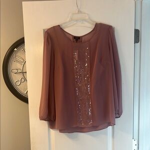 NWT Elegant Mauve Sequin semi sheer Blouse by Talbots size 14
